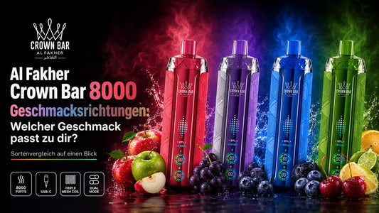 Al Fakher Crown Bar Crystal V2 8000 Geschmacksrichtungen im Vergleich