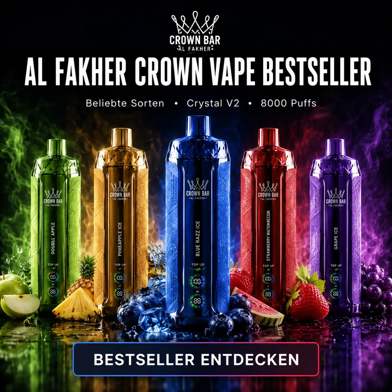 AL Fakher Crown Vapes 8000 Crystal v2 Bestseller