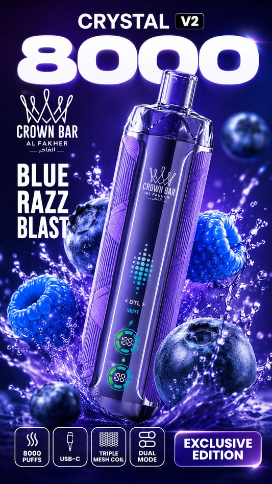 Al Fakher Crystal V2 8000 Blue Razz Blast mit Beeren