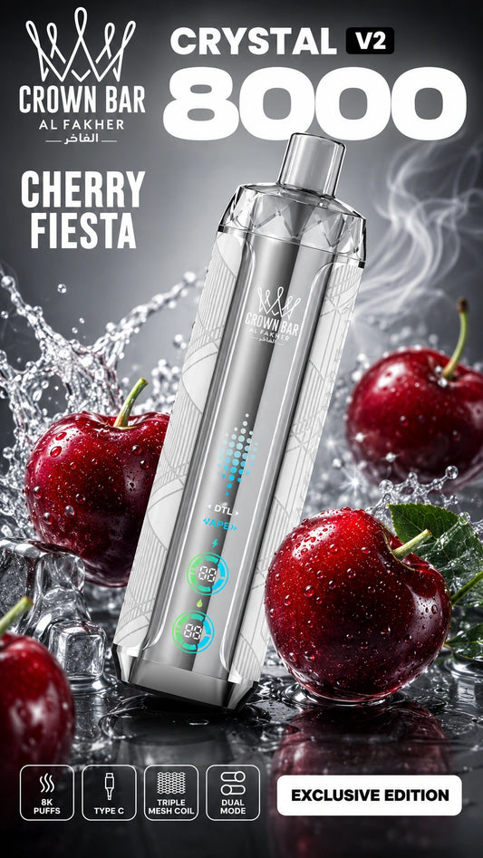 Al Fakher Crystal V2 8000 Cherry Fiesta mit Kirschen