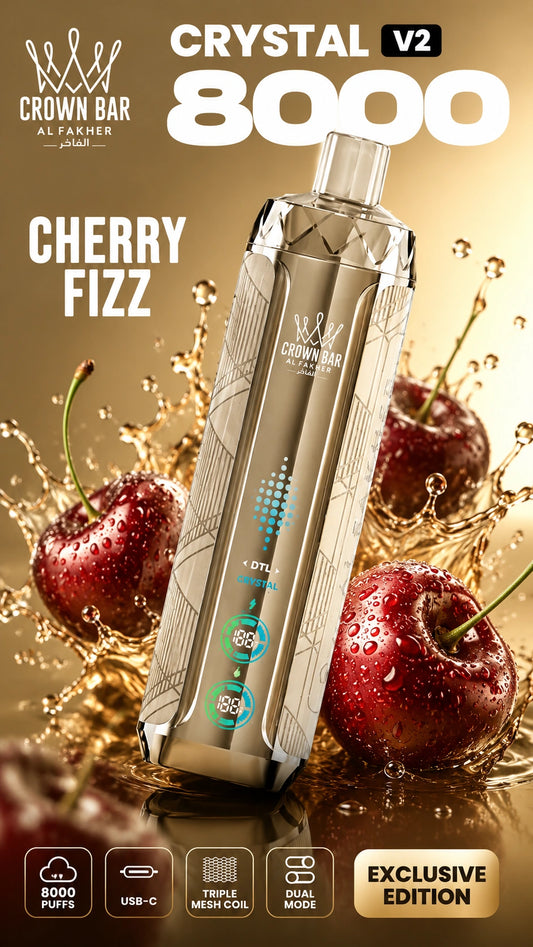 Al Fakher Crystal V2 8000 Cherry Fizz mit Kirschen