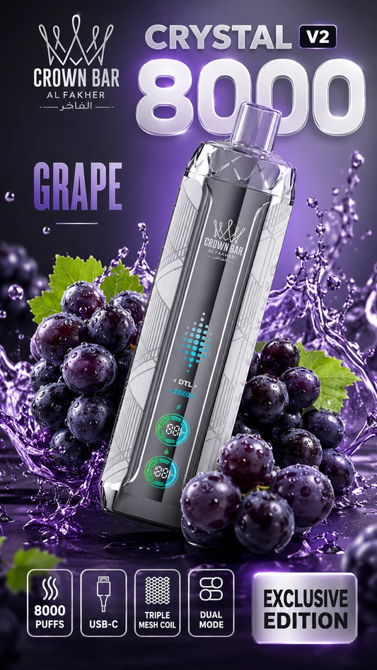 Al Fakher Crystal V2 8000 Grape mit dunklen Trauben