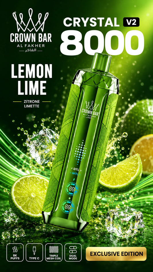 Al Fakher Crystal V2 8000 Lemon Lime mit Zitrone und Limette