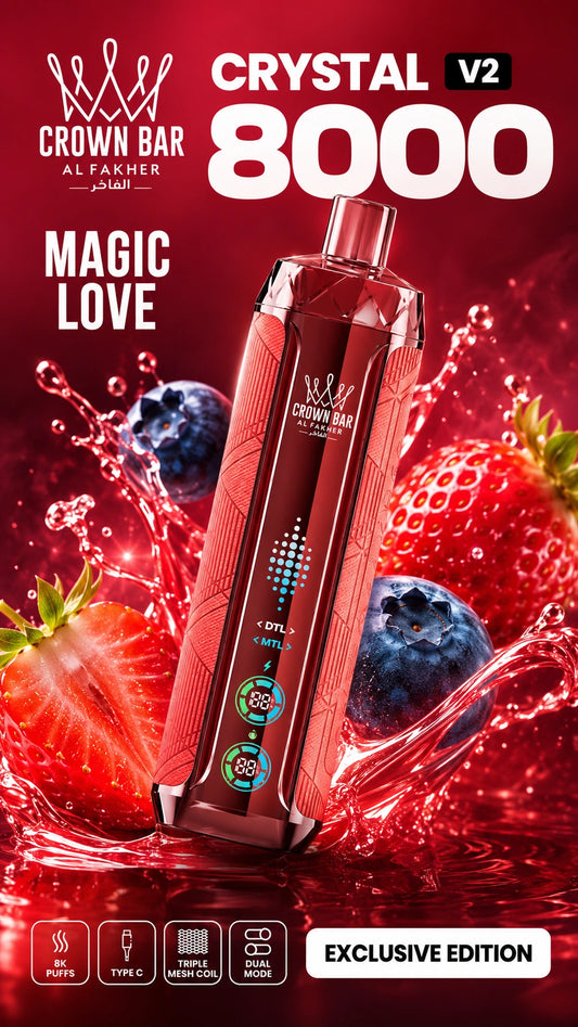 Al Fakher Crystal V2 8000 Magic Love mit Erdbeeren und Blaubeeren