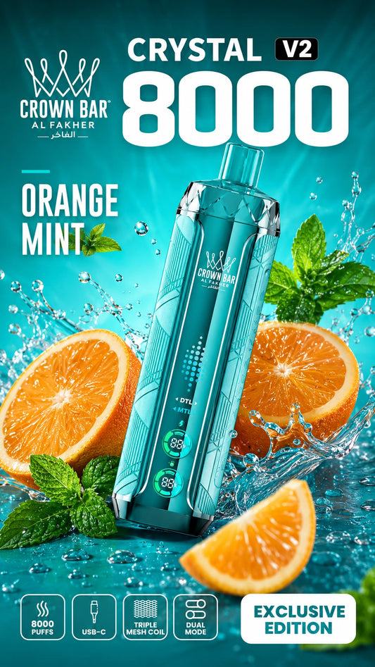 Al Fakher Crystal V2 8000 Orange Mint mit Orange und Minze